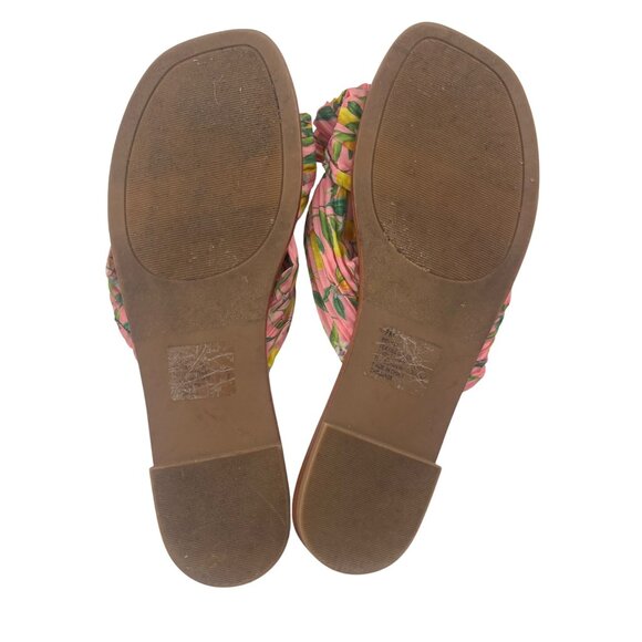 Kensie Womens Floral Print Slide Sandals Size 7.5 Satin - Picture 3 of 5